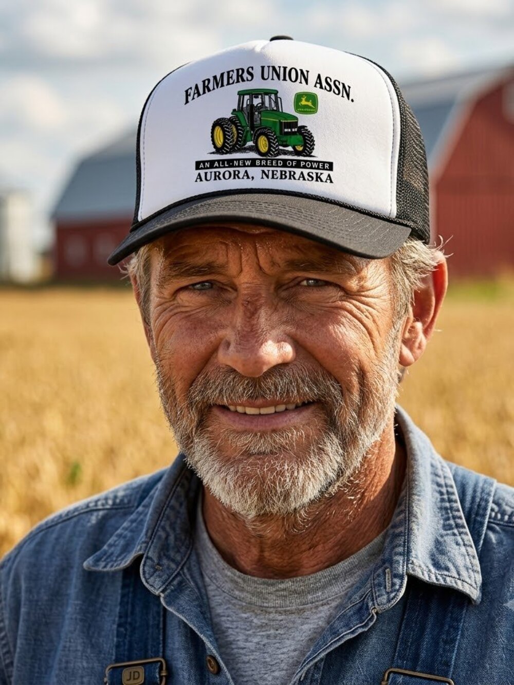 Farmers Union Hat Nebraska Vintage Foam Trucker Cap Mesh Snapback NE Ag Farm New